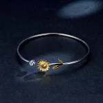 Otwarta bransoletka bangle Dwutonową Świeża stokrotka - BSB045