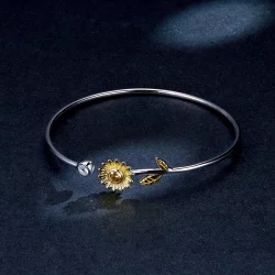 Otwarta bransoletka bangle Dwutonową Świeża stokrotka - BSB045