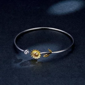 Otwarta bransoletka bangle Dwutonową Świeża stokrotka - BSB045