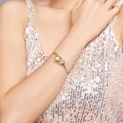 Otwarta bransoletka bangle Dwutonową Świeża stokrotka - BSB045