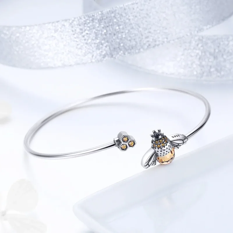 (zdjęcie do) Otwarta bransoletka bangle Historia pszczół - SCB104 - Wyświetl 3