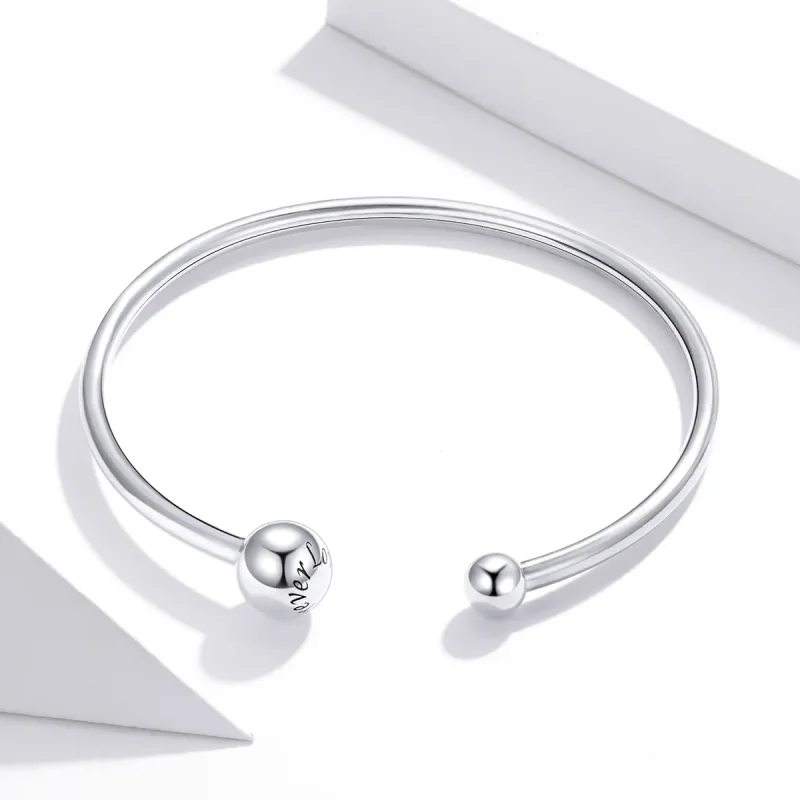 (zdjęcie do) Otwarta bransoletka bangle Srebrna kula - SCB198 - Wyświetl 2