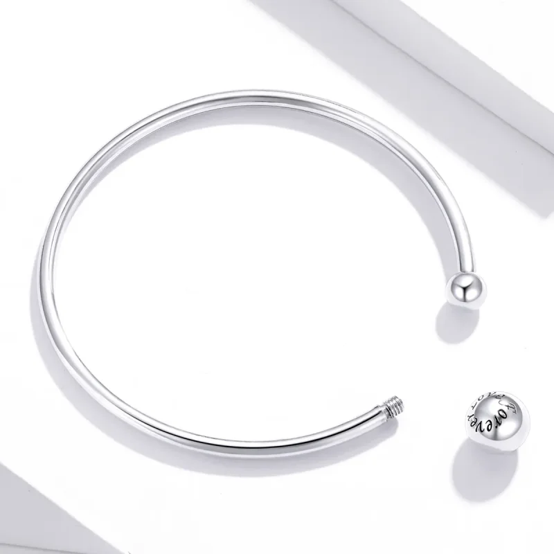 (zdjęcie do) Otwarta bransoletka bangle Srebrna kula - SCB198 - Wyświetl 3