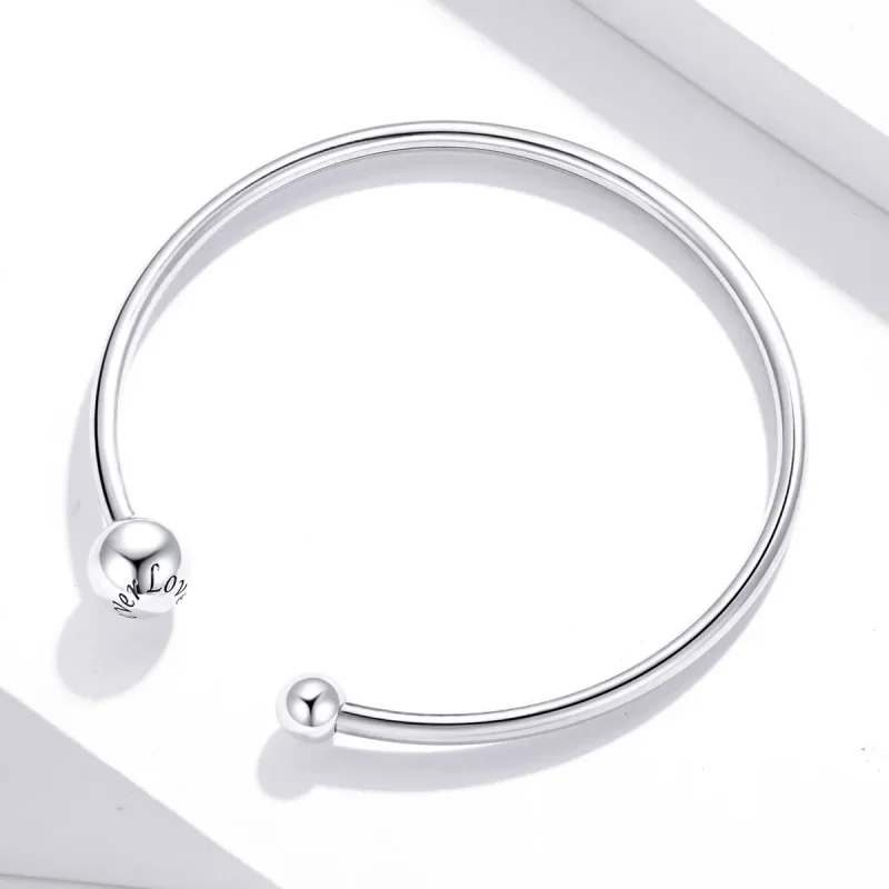 (zdjęcie do) Otwarta bransoletka bangle Srebrna kula - SCB198 - Wyświetl 4