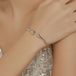 Otwarta bransoletka bangle Srebrna kula - SCB198