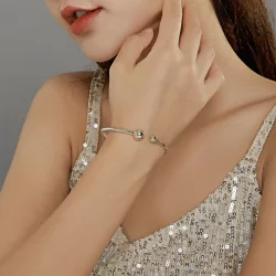 Otwarta bransoletka bangle Srebrna kula - SCB198