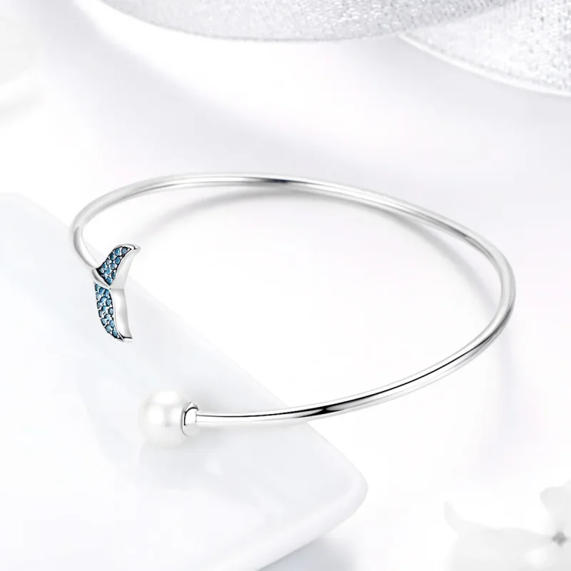 (zdjęcie do) Otwarta bransoletka bangle Łza Syrenki - SCB123 - Wyświetl 4