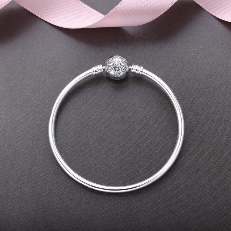 (zdjęcie do) Srebrna bransoletka bangle Moments z zapięciem z płatkiem śniegu - 590740CZ - Br - Wyświetl 2