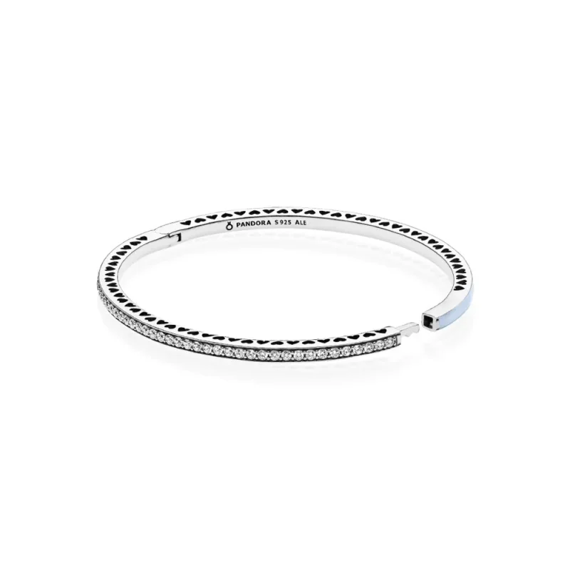 (zdjęcie do) Srebrna bransoletka bangle w kolorze jasnoniebieskim z cyrkoniami sześciennymi | - Wyświetl 4