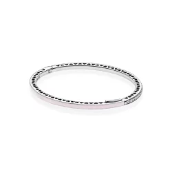 Srebrna bransoletka bangle w kolorze jasnoróżowym z cyrkoniami sześciennymi | PANDORA