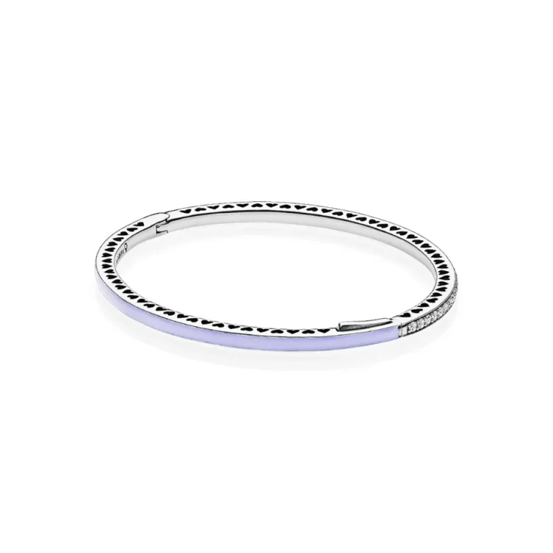 (zdjęcie do) Srebrna bransoletka bangle w kolorze lawendowym z cyrkoniami sześciennymi | PAND - Wyświetl 3