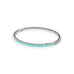 Srebrna bransoletka bangle w kolorze miętowym z cyrkoniami sześciennymi | PANDORA