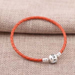 Orange pojedyncze skórzana bransoleta - Pandora PL