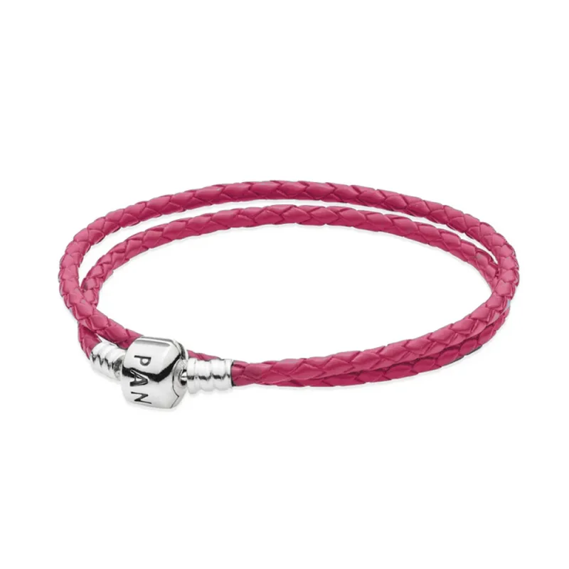 (zdjęcie do) Double Pink Leather Bracelet - Pandora PL