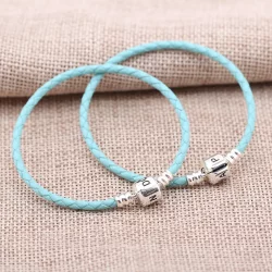 Light Blue pojedyncza skórzana bransoletka - Pandora PL