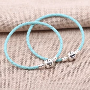 Light Blue pojedyncza skórzana bransoletka - Pandora PL