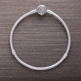 Srebrna bransoletka Moments z zapięciem z logo PANDORA z 14k złot - Pandora PL