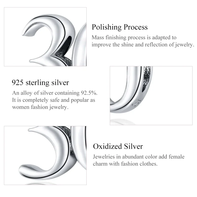 (zdjęcie do) Charms Typu Pandora 30 urodziny - SCC1622 - Wyświetl 7