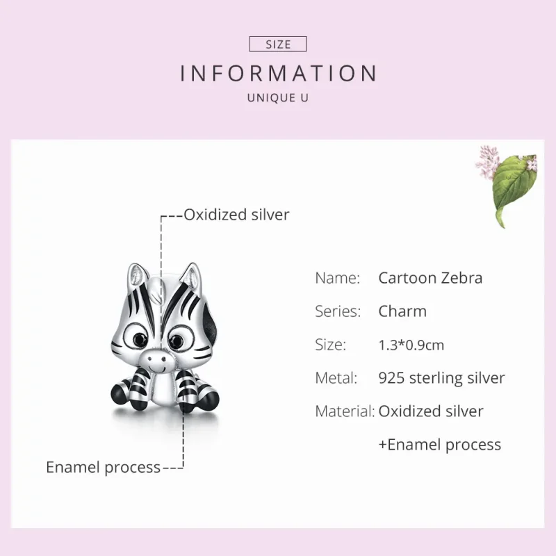 (zdjęcie do) Charms Typu Pandora Animowana zebra - BSC387 - Wyświetl 7