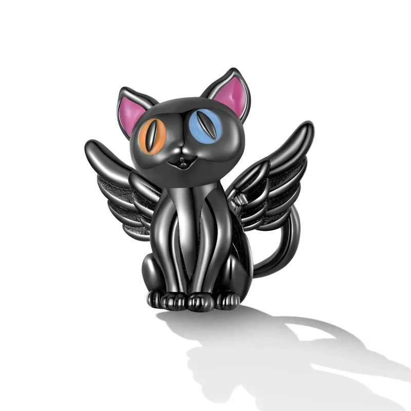 (zdjęcie do) Charms Typu Pandora Anioł Kot - SCC2299-BK - Wyświetl 2