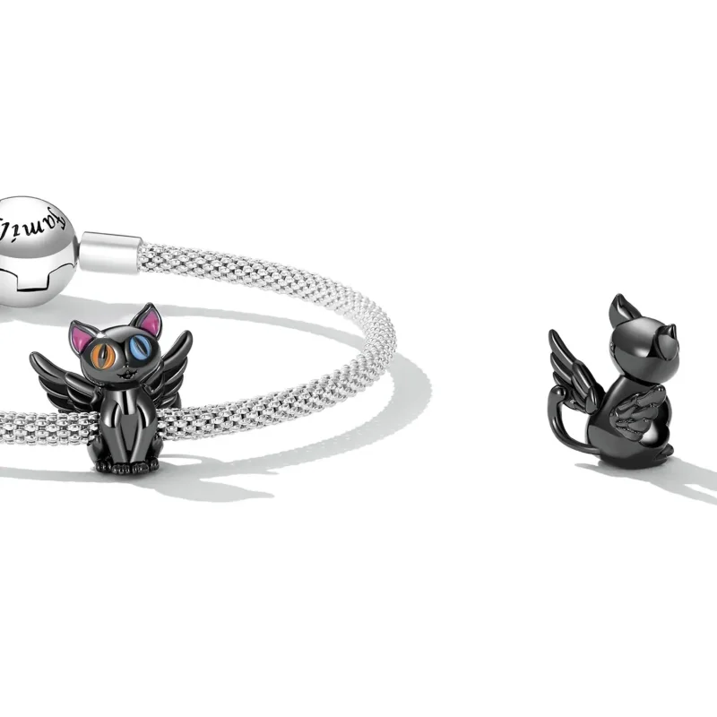 (zdjęcie do) Charms Typu Pandora Anioł Kot - SCC2299-BK - Wyświetl 4