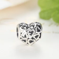 Charms Typu Pandora Ażurowy Serca - SCC024