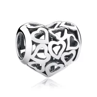 Charms Typu Pandora Ażurowy Serca - SCC024