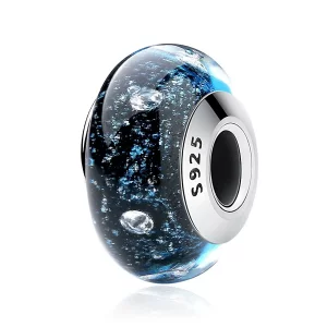 Charms Typu Pandora Bąbelkowanie o północy z gwintowanym szkłem Murano - SCZ028