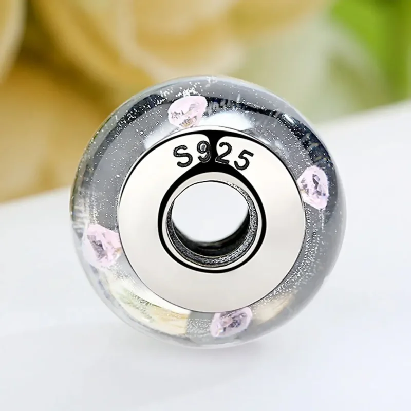 (zdjęcie do) Charms Typu Pandora Białe kamienie ze szkła Murano w kolorze różowym - SCZ004 - Wyświetl 5