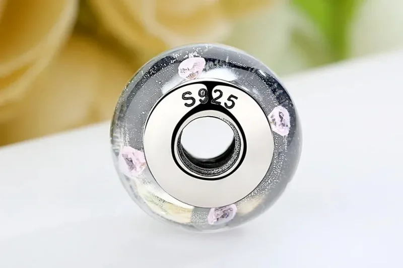 (zdjęcie do) Charms Typu Pandora Białe kamienie ze szkła Murano w kolorze różowym - SCZ004 - Wyświetl 9