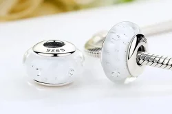 Charms Typu Pandora Białe szkło Murano - SCZ002