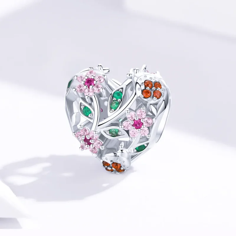 (zdjęcie do) Charms Typu Pandora Biedronka i kwiaty - BSC117 - Wyświetl 2