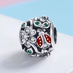 Charms Typu Pandora Biedronki i kwiaty - SCC926