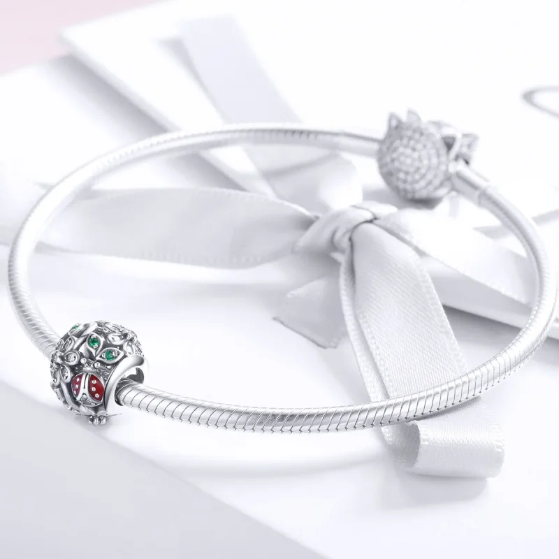 (zdjęcie do) Charms Typu Pandora Biedronki i kwiaty - SCC926 - Wyświetl 3