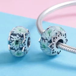 Charms Typu Pandora Błękitna Chryzantema - SCC1011