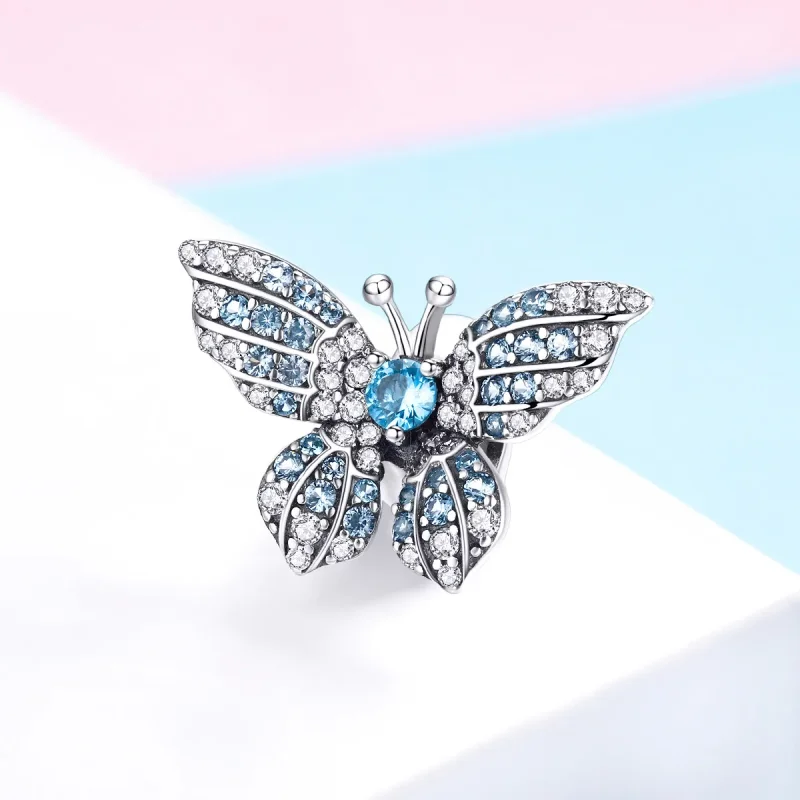 (zdjęcie do) Charms Typu Pandora Brokatowy Motyl - BSC061 - Wyświetl 2