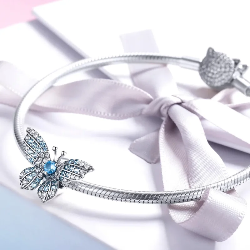 (zdjęcie do) Charms Typu Pandora Brokatowy Motyl - BSC061 - Wyświetl 3