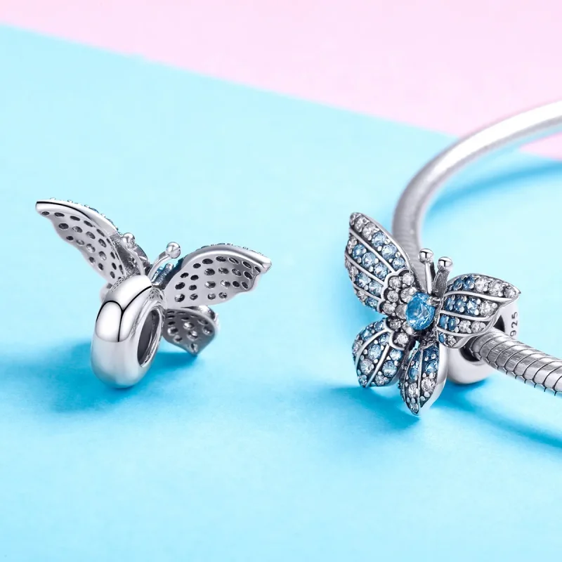 (zdjęcie do) Charms Typu Pandora Brokatowy Motyl - BSC061 - Wyświetl 4