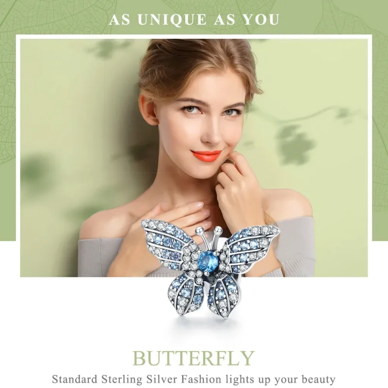 (zdjęcie do) Charms Typu Pandora Brokatowy Motyl - BSC061 - Wyświetl 6