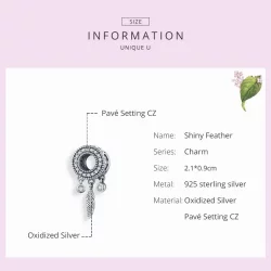 Charms Typu Pandora Błyszczące Pióro - SCC1550