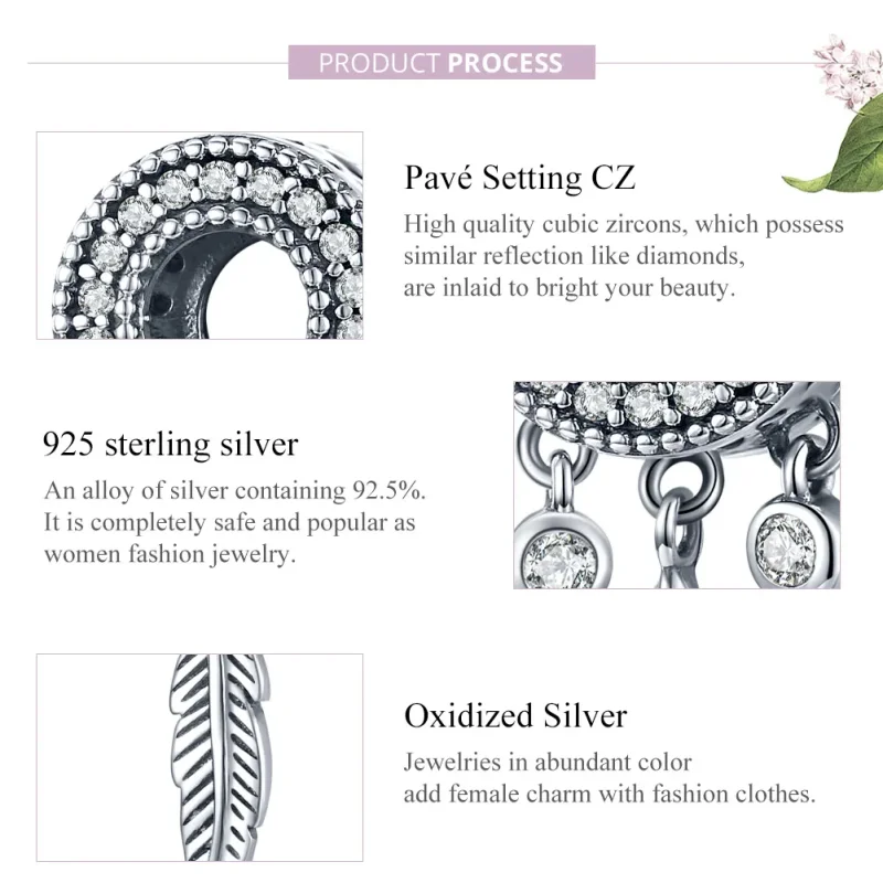 (zdjęcie do) Charms Typu Pandora Błyszczące Pióro - SCC1550 - Wyświetl 8