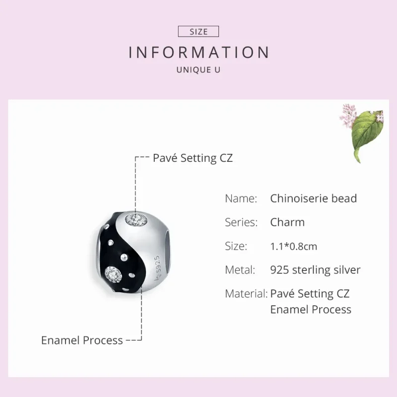 (zdjęcie do) Charms Typu Pandora Chinoiserie Yin Yang - BSC192 - Wyświetl 7