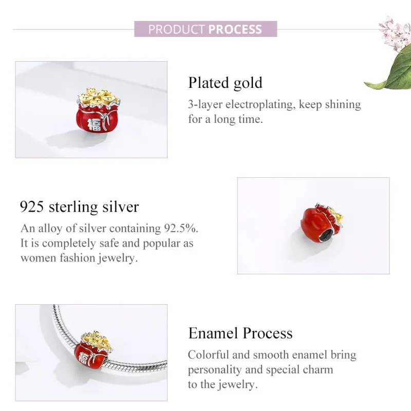 (zdjęcie do) Charms Typu Pandora Chińska torba na szczęście - BSC100 - Wyświetl 8