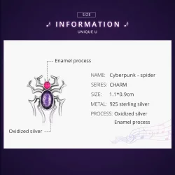 Charms Typu Pandora Cyberpunk - Pająk - SCC1842