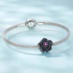 Charms Typu Pandora Czarna róża - SCC2380
