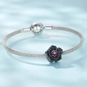Charms Typu Pandora Czarna róża - SCC2380