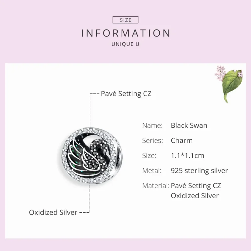 (zdjęcie do) Charms Typu Pandora Czarny łabędź - SCC1342 - Wyświetl 7