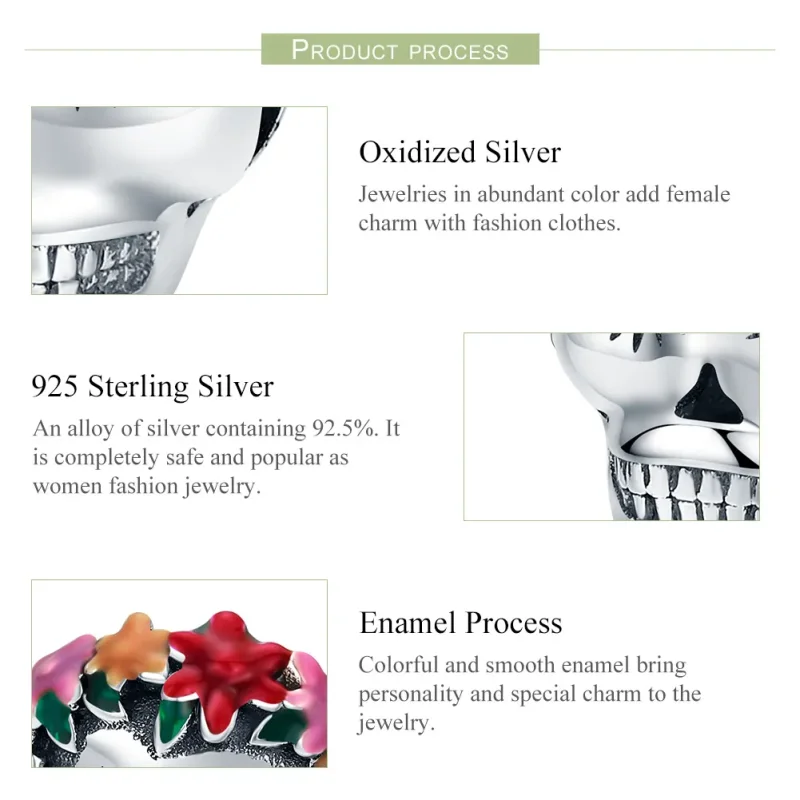 (zdjęcie do) Charms Typu Pandora Czaszka cukrowa - SCC888 - Wyświetl 7