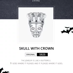 Charms Typu Pandora Czaszka Z Koroną - SCC1361