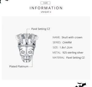 Charms Typu Pandora Czaszka Z Koroną - SCC1361